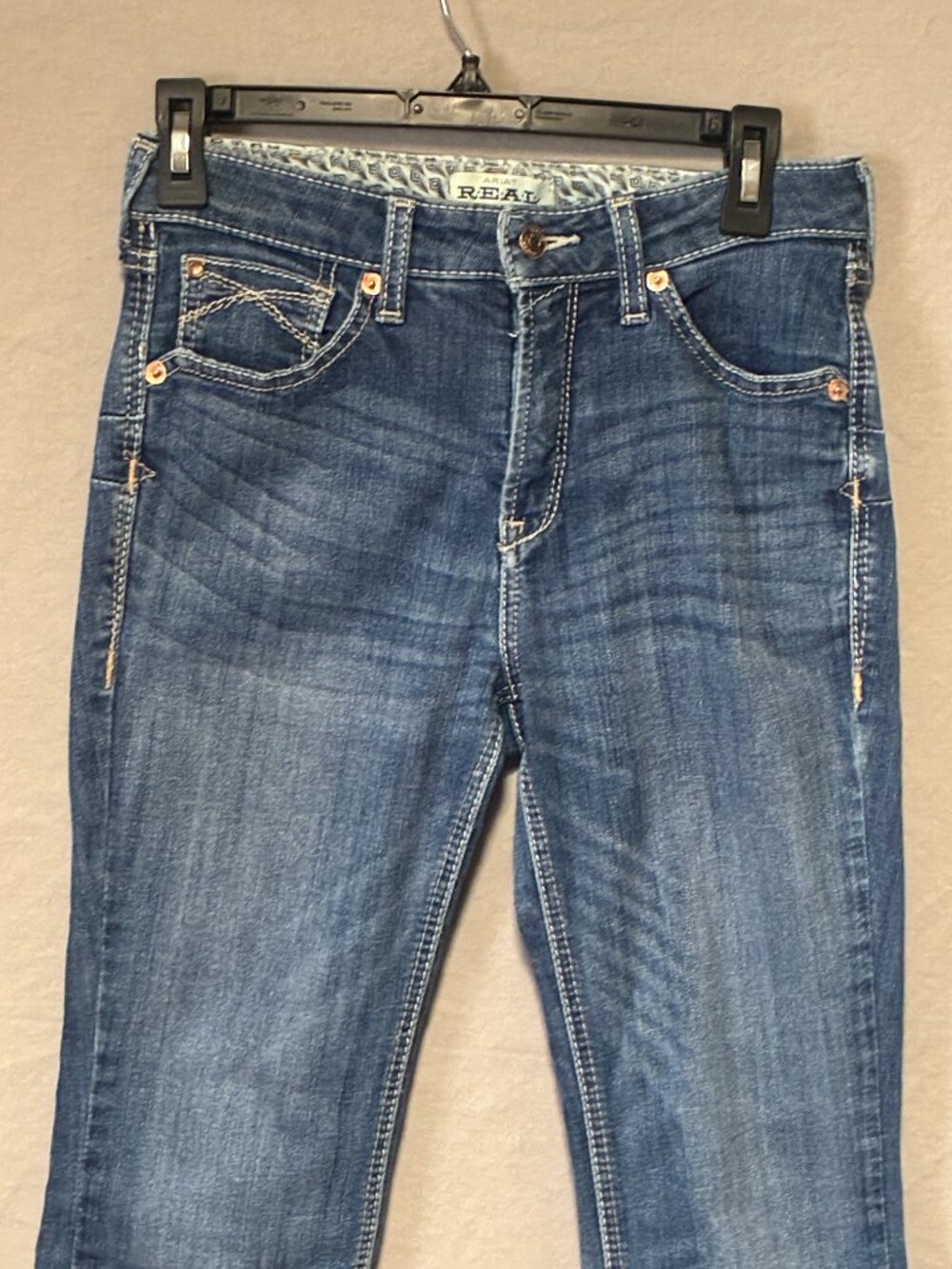 Ariat Real Jeans Womens 27L Blue Denim Western Bootcut Cowgirl Embroidered - Picture 2 of 9